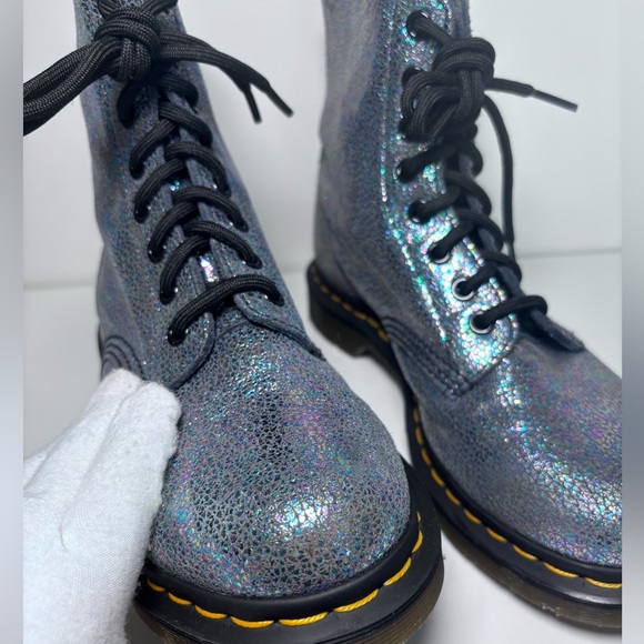 Dr. Martens 1460 Pascal Sparkle Boots Size 7 Metallic Holographic Combat Boots - Picture 4 of 9